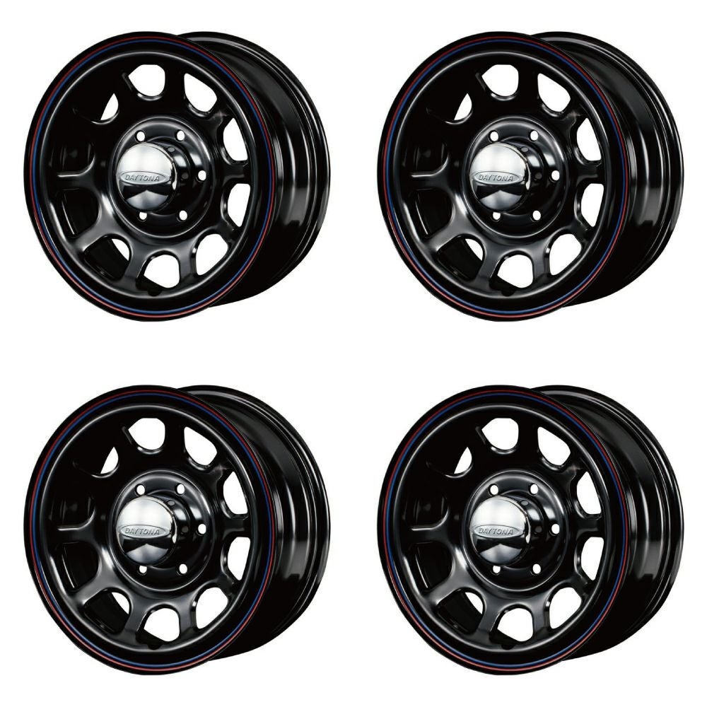 Daytona-RS NEO 16-inchx6.5J+38 6-hole black (red/blue line) set of 4 — ORIGIN Labo. product photo