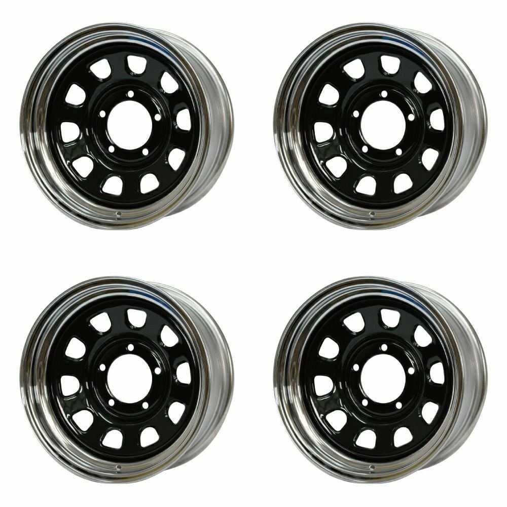 Matsudoya Tesshin 16-inch 6.0J -20 chrome & black set of 4 — ORIGIN Labo. product photo
