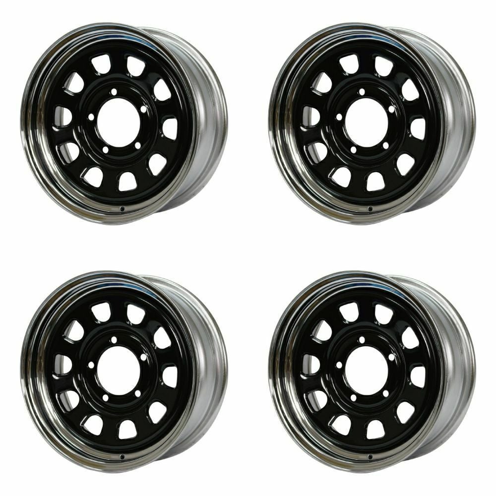 Matsudoya Tesshin 16-inch 6.0J +20 chrome & black set of 4 — ORIGIN Labo. product photo