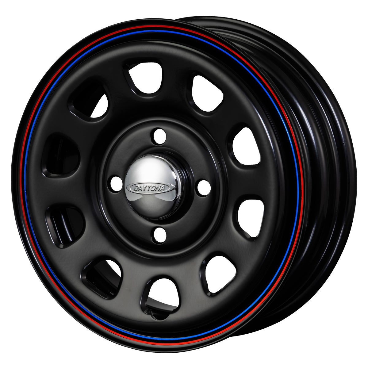 DAYTONA-RS kei car 12-inchx4J +42 4-hole PCD100 CB68 black — ORIGIN Labo. product photo